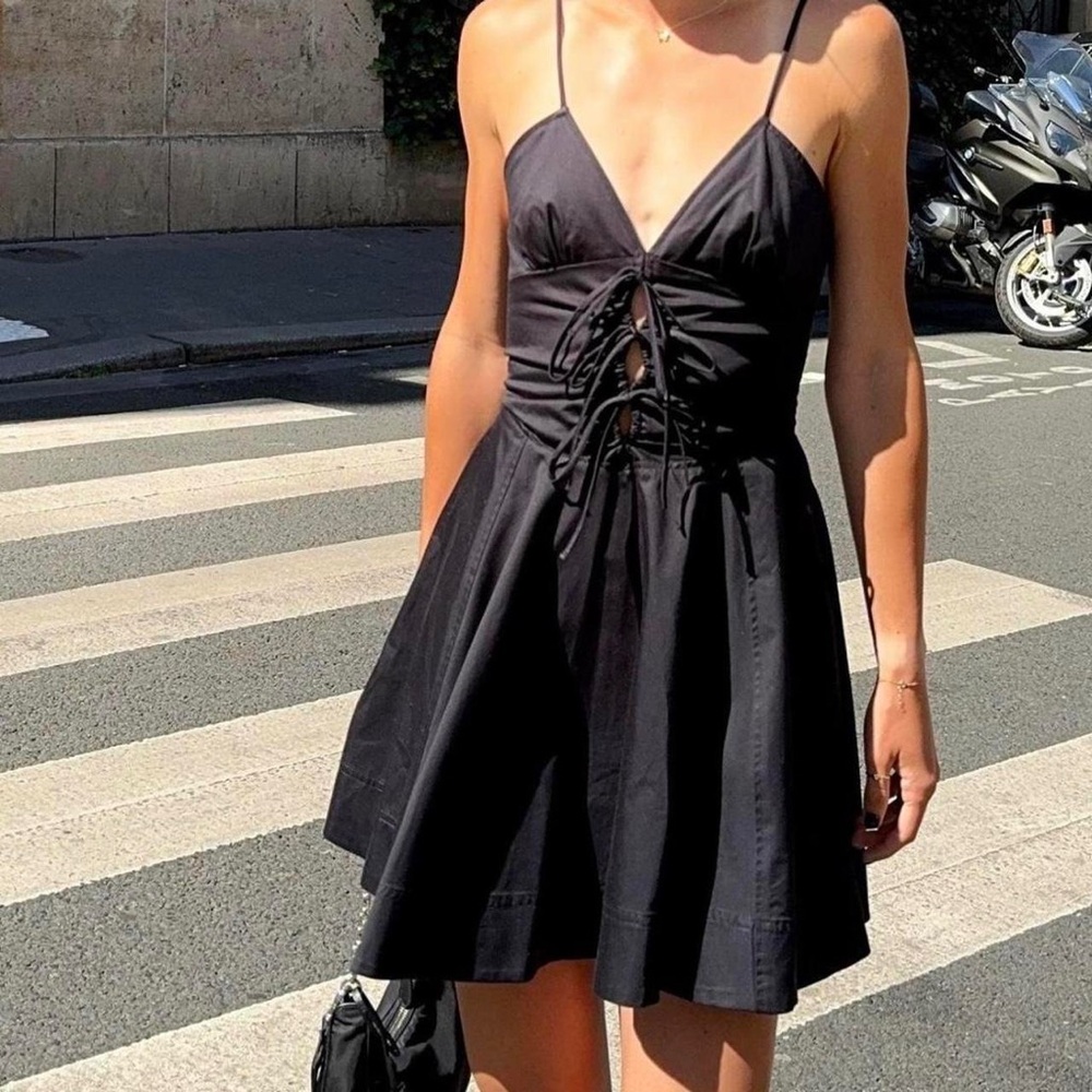 Zara | Cotton Gabardine Mini Dress with Bow Details